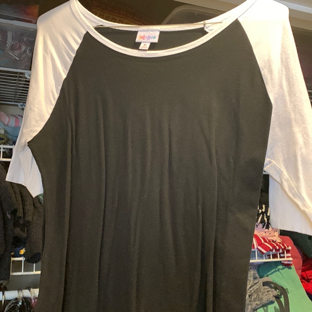 Lularoe Julia black with white sleeves